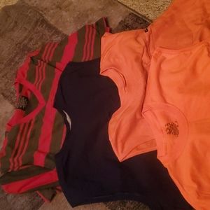 04 mens t-shirt xl like new, navy stripe red, 2 orange sleeveless